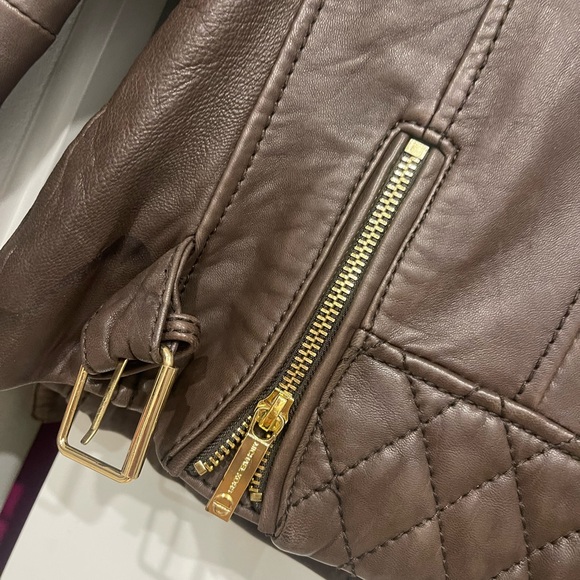 MICHAEL KORS BROWN LEATHER QUILTED MISSY NOTO JACKET 10/10 CONDITION - Picture 9 of 10